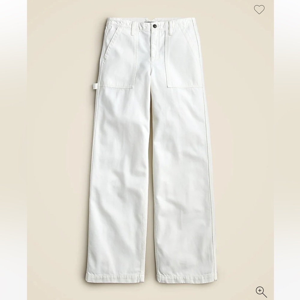 J Crew Point Sur Wide Leg Carpenter Jean White Tall fits like 32 Tall NWOT
